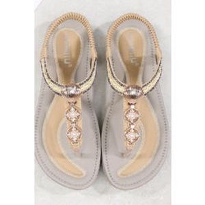 KettyMore Women Pearl Buckle Stylish Flat surface Sandal. Pre-Owned